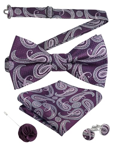 Image of Alizeal Mens 4pcs Vintage Paisley Bow Tie Set