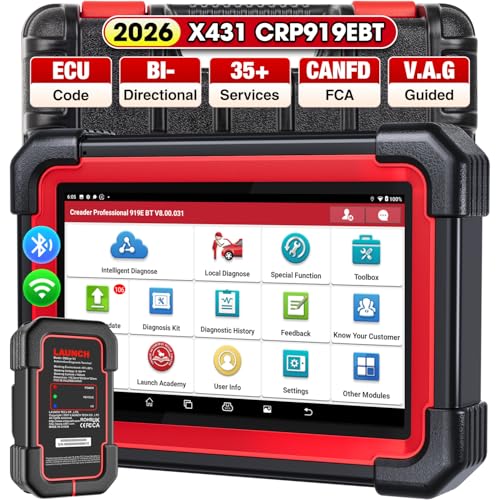 LAUNCH X431 CRP919EBT OBD2 Scanner, Advanced Wireless Bluetooth Bidirectional Scan Tool, ECU Code, CANFD/DOIP, FCA AutoAuth, 35+ Resets, VAG Guided, All Systems for all Vehicles, Upgraded of CRP919E