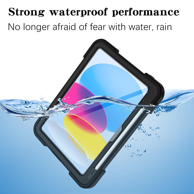 Lunivop Funda Compatible con iPad (A16) de 11ª/10ª generación de 11/11.9 Pulgadas 2025/2022, Impermeable, a Prueba de Polvo, Soporte Giratorio de 360°, Correa de Mano, Protector de Pantalla Integrado