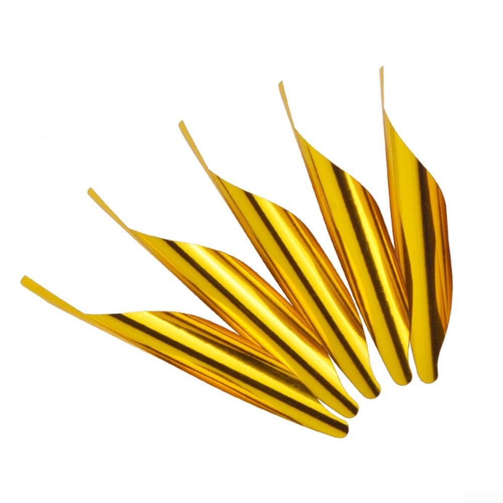 50Pcs AIDNTBEO 1.8 Inches Archery Spiral Plastic Feather For Spin Vanes Arrows DIY Bow,Carbon Arrows, Aluminum Arrows Gold
