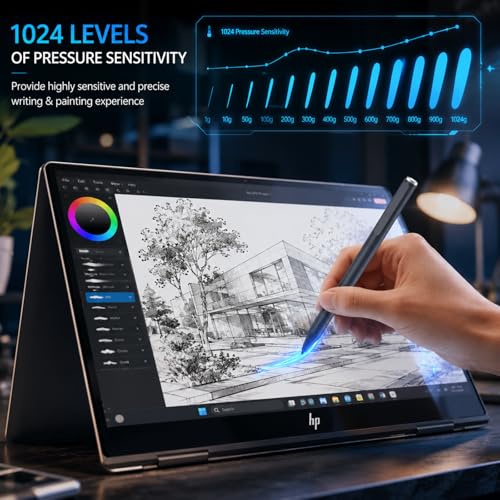 Image of Microsoft Surface Pen - Stylus for Pro 11 /9 /8 /X /10 /7+ /7 /6 /5 /4 /3, Laptop /Studio /Book 5 /4 /3 /2 /1, Palm Rejection, 1024 Pressure Sensitivity, 2500h Working Hours, Black | Works with Surface Pro 11 /10 /X /9 /8 /7, Laptop, Book, Go, Studio & Kobo, for Student Note-Taking & Artist Business Drawing