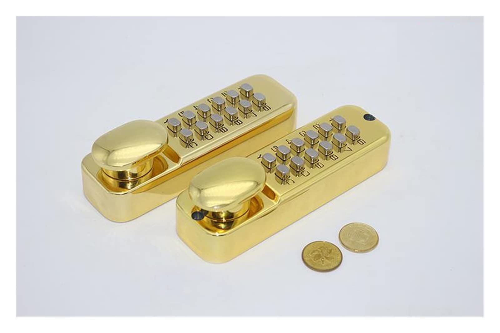 Código de bloqueo digital de teclado de doble teclado contraseña Puerta de hierro resistente al agua Garden Bloque(Gold)