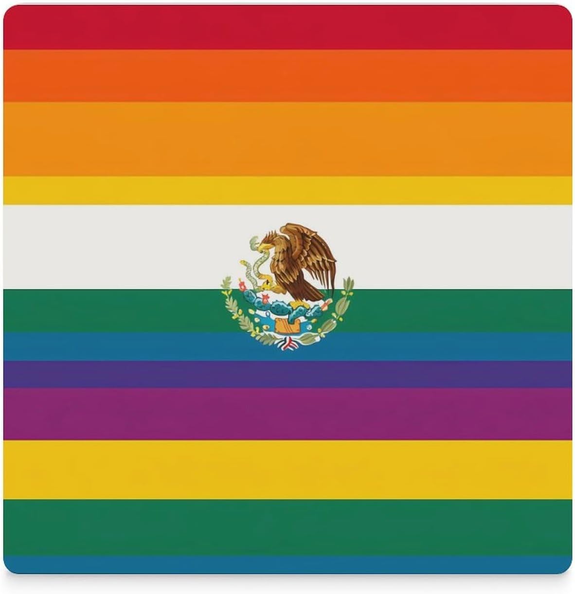 Mexico Rainbow Flag Gay Coaster for Drinks Square Ceramic Table Coasters Stone Mat Crafts 6PCS Home Kitchen Decor
