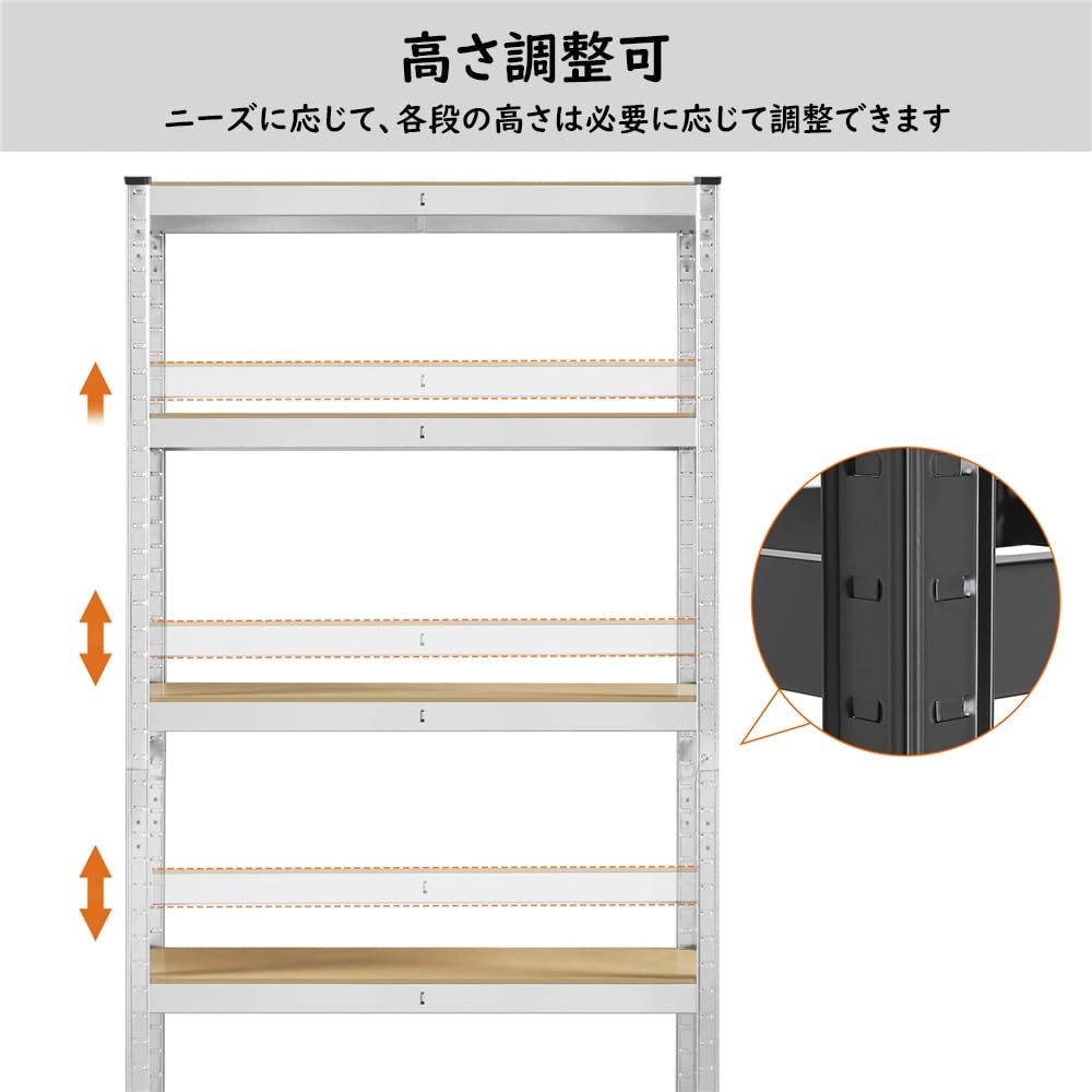 Amazon｜Yaheetech メタルラック スチールラック本体 幅90 5段 90×30