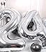 AULE 40 Inch Large 24 Balloon Numbers Silver, Big Foil Number Balloons, Giant Helium Happy 24th Birthday Party Decorations for Man and Women, Huge Mylar Anniversary Party Supplies