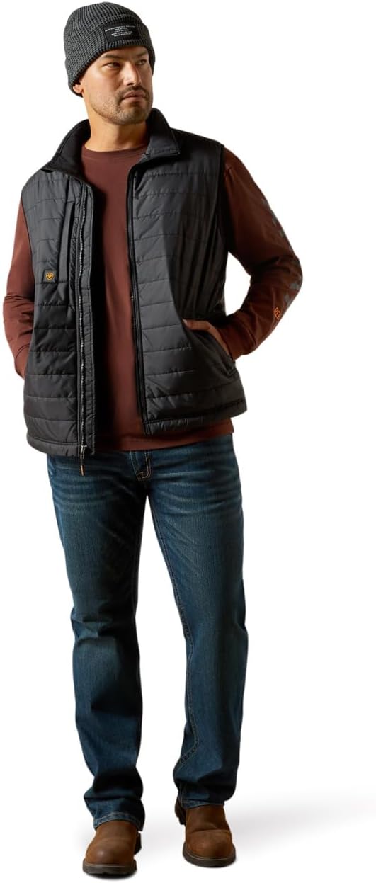 Ariat Rebar Cordura Ripstop Lightweight Insulated Vest, Black, X-Large