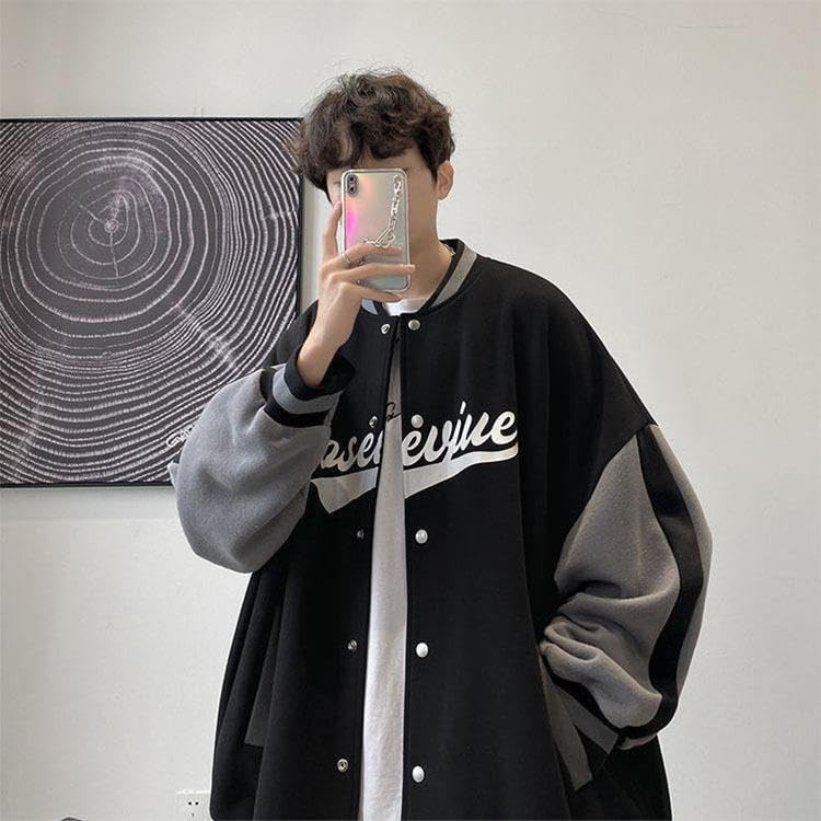 Y2k Grunge Fleece Baseball Uniform Baggy Embroidery Streetwear for Men Button on Jackets Oversized Acubi Outwear3