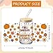 JarThenaAMCS 12 Sheets Fall Cup Wrap Transfer Stickers Pumpkin Leaves Daisy Rub on Transfers Waterproof Decals for Autumn Thanksgiving 16OZ Glass Cup DIY Crafts Supplies