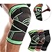 CHYLMAPHEN Knee Compression Sleeve with Adjustable Straps for Running Working Out and Sports Wearing Hiking Soccer Basketball for Volleyball Football Dance Yoga Tennis Running(Green-2pcs,L)