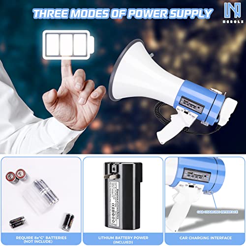 Mgrolx 50W Professional Bluetooth Megaphone Bullhorn Speaker With Detachable Microphone-Rechargeable Battery&Portable Strap-Siren And 260S Recording-Usb/Sd/Aux Input-For Police, Cheerleading, Outdoor #TOP2