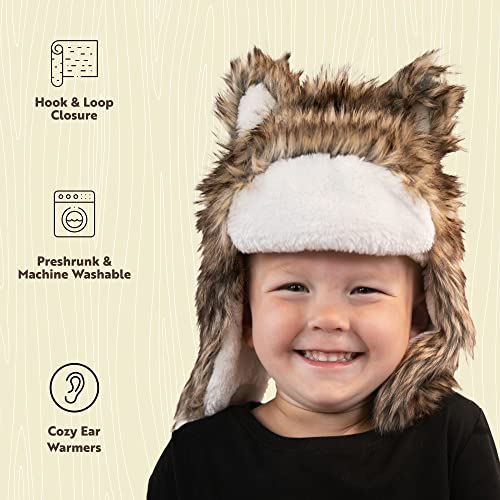 Lazy One Critter Cap Hat For Kids, Fun, Cold-Weather, Animal Hats, Cute, Warm, Winter, Cozy, Ear Covers, Costume (Wolf, Medium) #TOP4