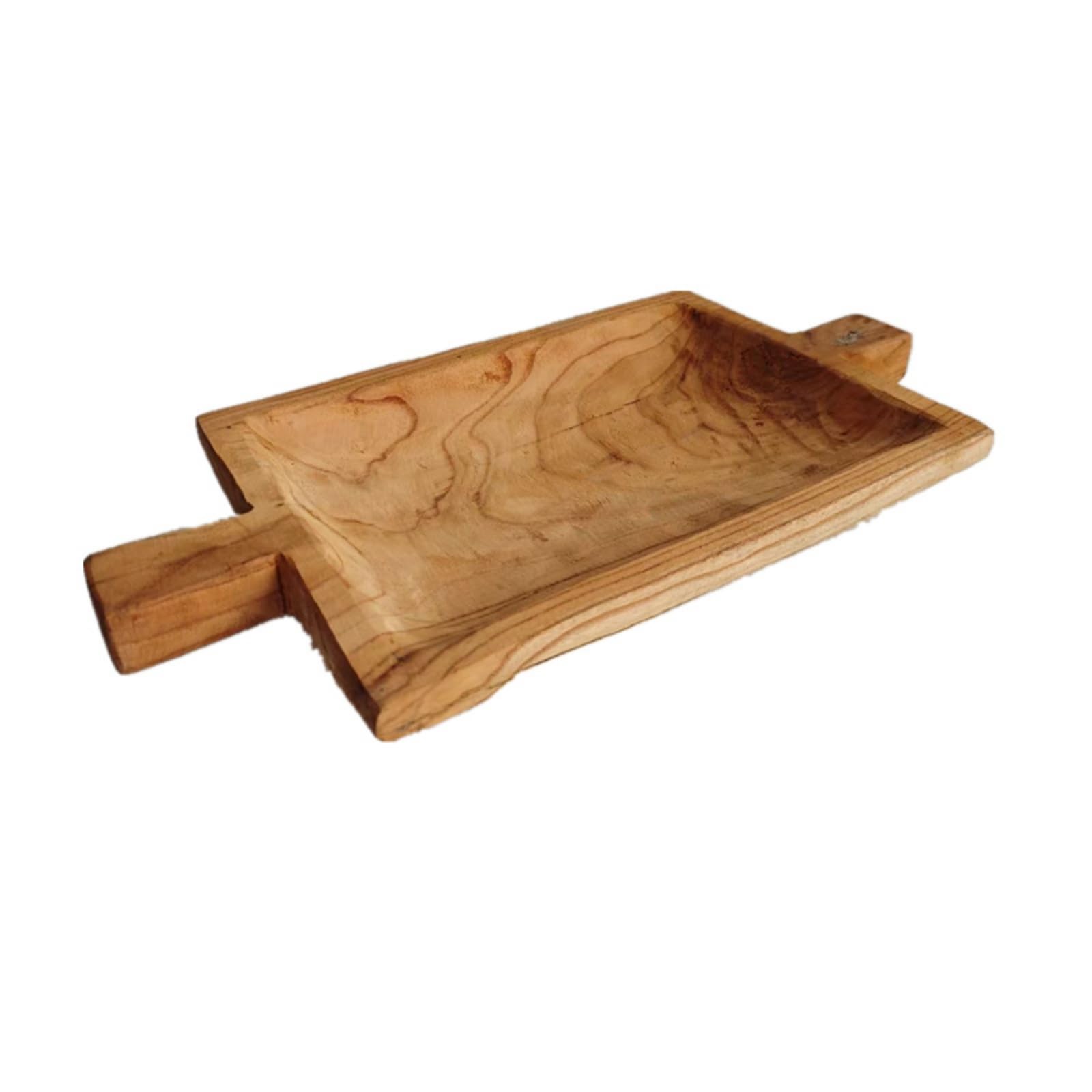 Colcolo Bandeja Artesanal de Madera para Servir Fuente y Centro de Mesa con Talla Rústica Asas y Acabado en Cera Adecuada para, Color to 2, Moderno Minimalista