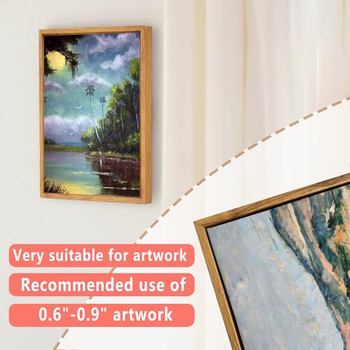 Image of 16x20 Canvas Floater Frame for 0.6-0.9 inch Deep Art Prints,Nut Brown | YIVIVEN Floating Frames for Wall Art Decor,Canvas Frame for Canvas Painting,Frame for Oil Painting,Painting Frames Kit