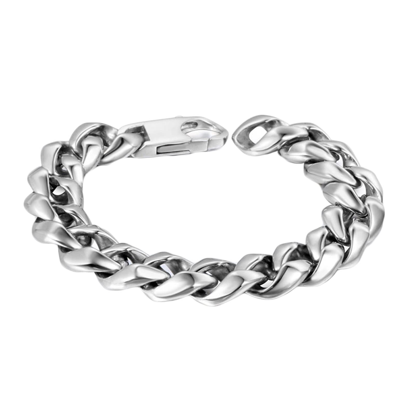 ANAZOZPulseras Hombres Acero Inoxidable,Pulsera Punk Hombre Pulsera Hombre 20cm Brazalete 13.3mm Pulsera de Plata de Hombre