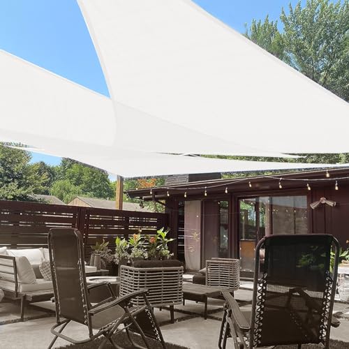 LOVE STORY 16' x 16' x 16' Triangle Sun Shade Sail for Outdoor Patio, White