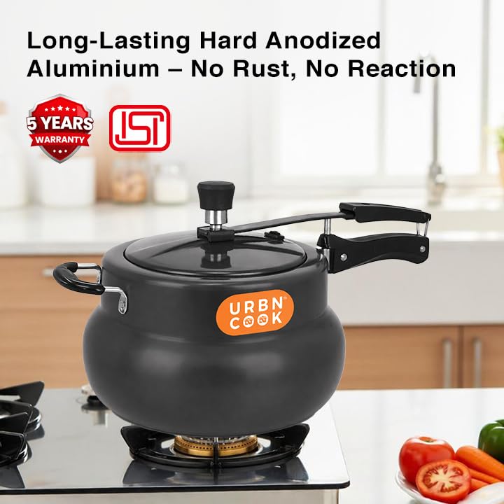 Image of 7.5 Litre Hard Anodised Aluminium Pressure Cooker Induction Base Inner Lid Prime Series Large Capacity Family Cooker Induction Compatible Durable Cookware