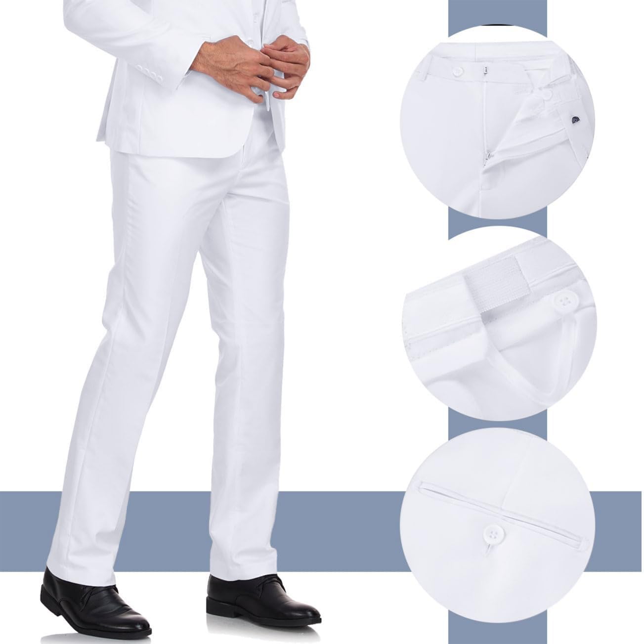 Mens Suit 2 Pieces Suits for Men Slim Fit Blazer Wedding Prom Tuxedo Suit Jacket Pants Set - Image 5