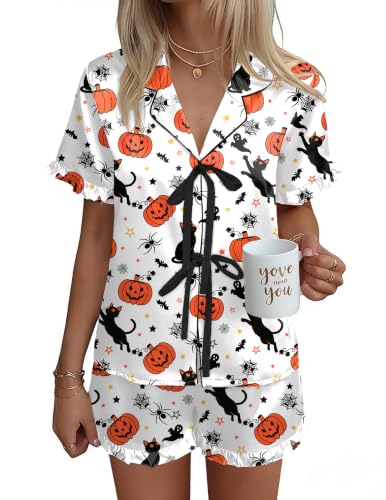 Ekouaer Satin Pajama for Women Short Sleeve Silky Pj Short Sets Lounge Set