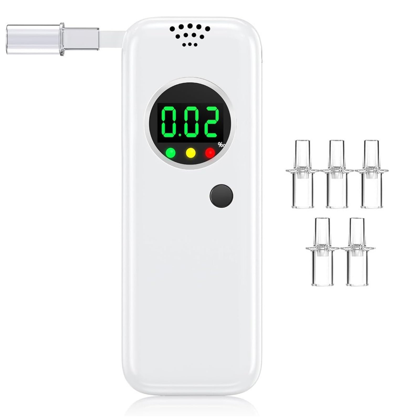 Etilometro Portatile Professionale, Certificato e di Precisione con Display LCD - Tester Alcolico per Casa e Feste, Include 5 Bocchini