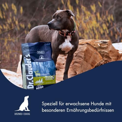 DR.CLAUDER'S - Hyposensitive | Trockenfutter mit Singleprotein für Sensible, ausgewachsene Hunde. Getreide- und glutenfreies Alleinfuttermittel im Beutel | 350g Hirsch&Kartoffel