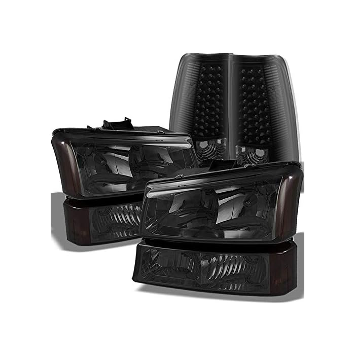 Buy Xtune for 20032006 Chevy Silverado Smoked Headlights Set + Black Smoke LED Tail Lights 2004