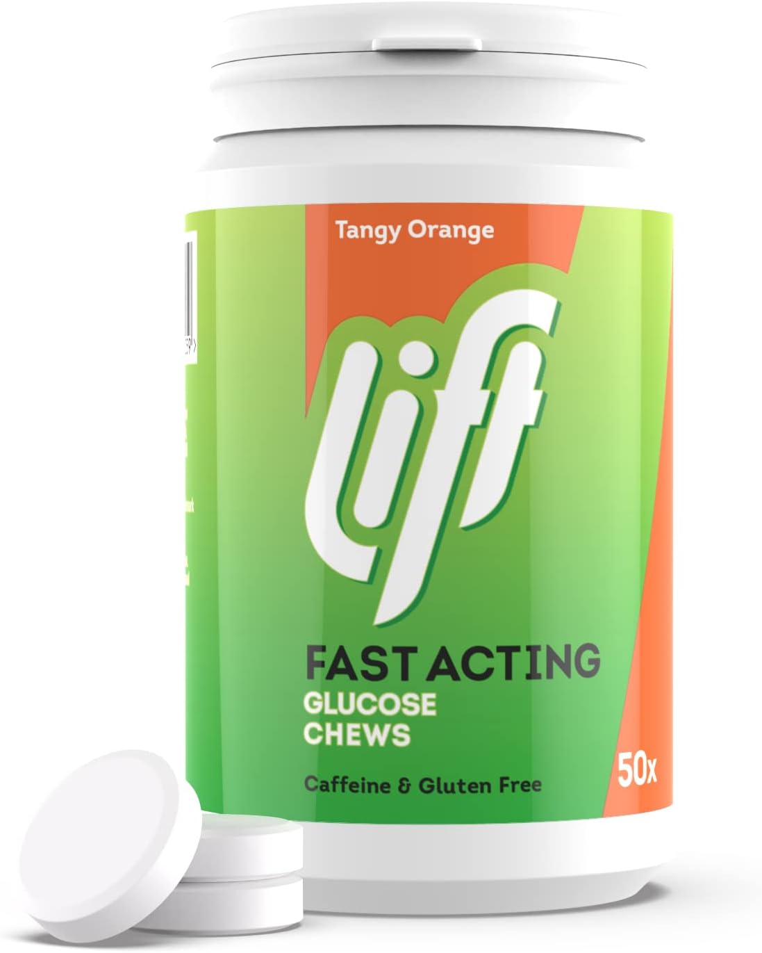 Lift Fast-Acting Glucose Chewable Energy Tablets, Orange, 6 Pack of 50-Tablet Tubs