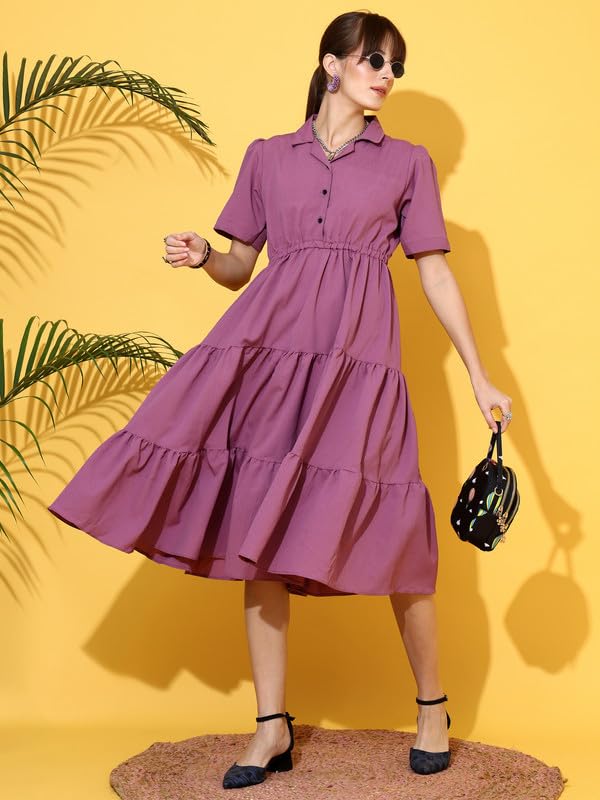 Image of Sheetal Associates Women's Casual Half Sleeve Crepe Shirt Dress