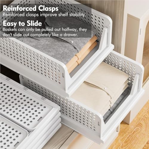 Cestas apilables organizadores de cajones plegables para almacenaje de baño y cocina 7