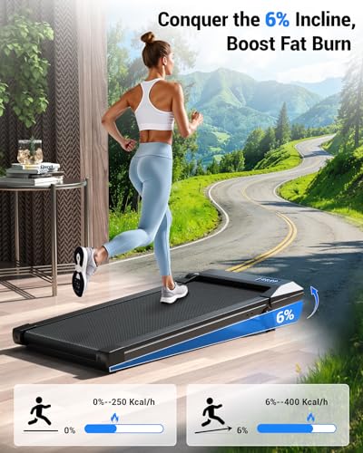 Image of DeerRun Under Desk Walking Pad Treadmill for Home & Office, 6% Manual Incline, 0.6-3.8 MPH Walking Speed, 300 lb Capacity, App & Remote Control