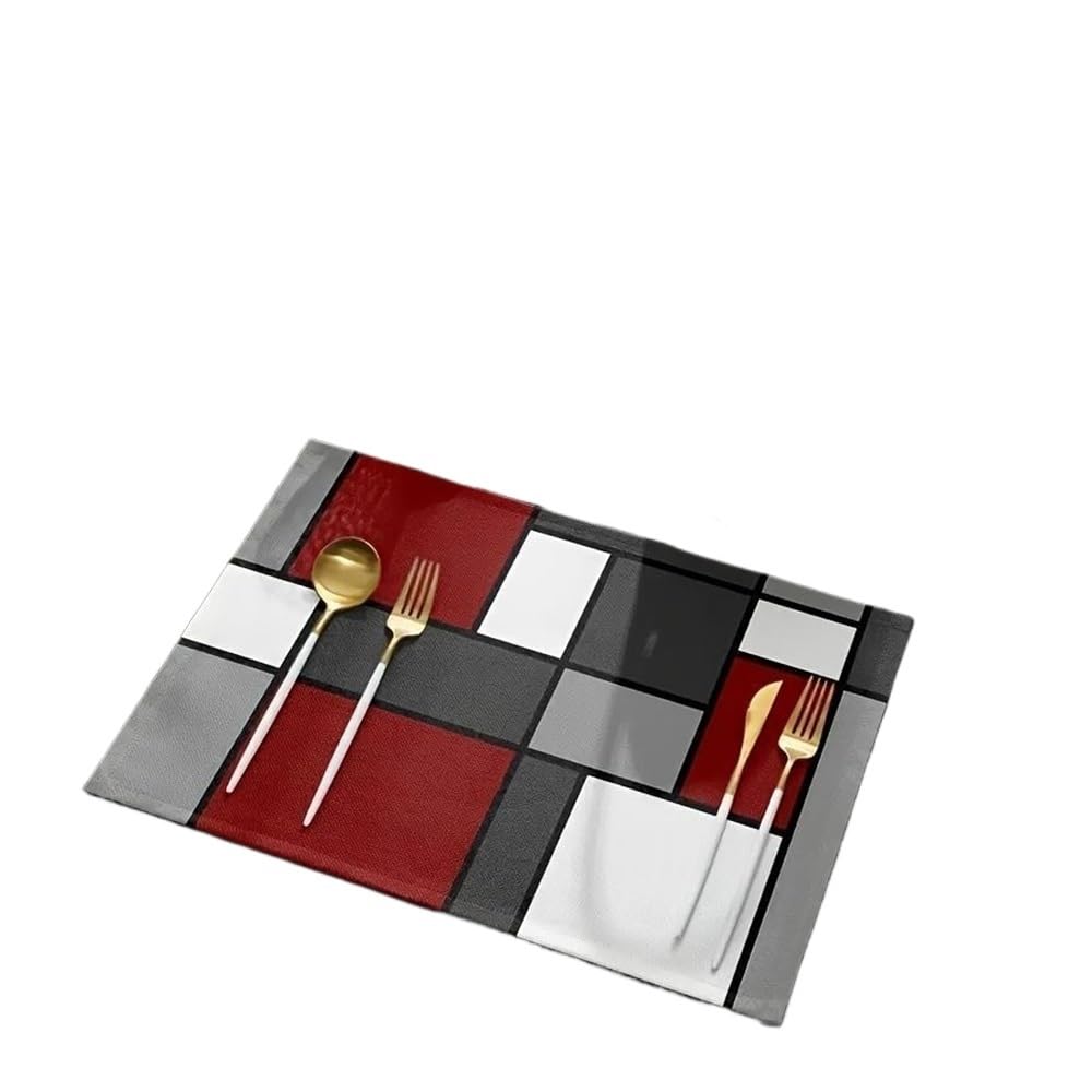 Placemats Red, White And Gray Modern Restaurant Cafe Kitchen(8PC30X45CM(1X1.3FT)