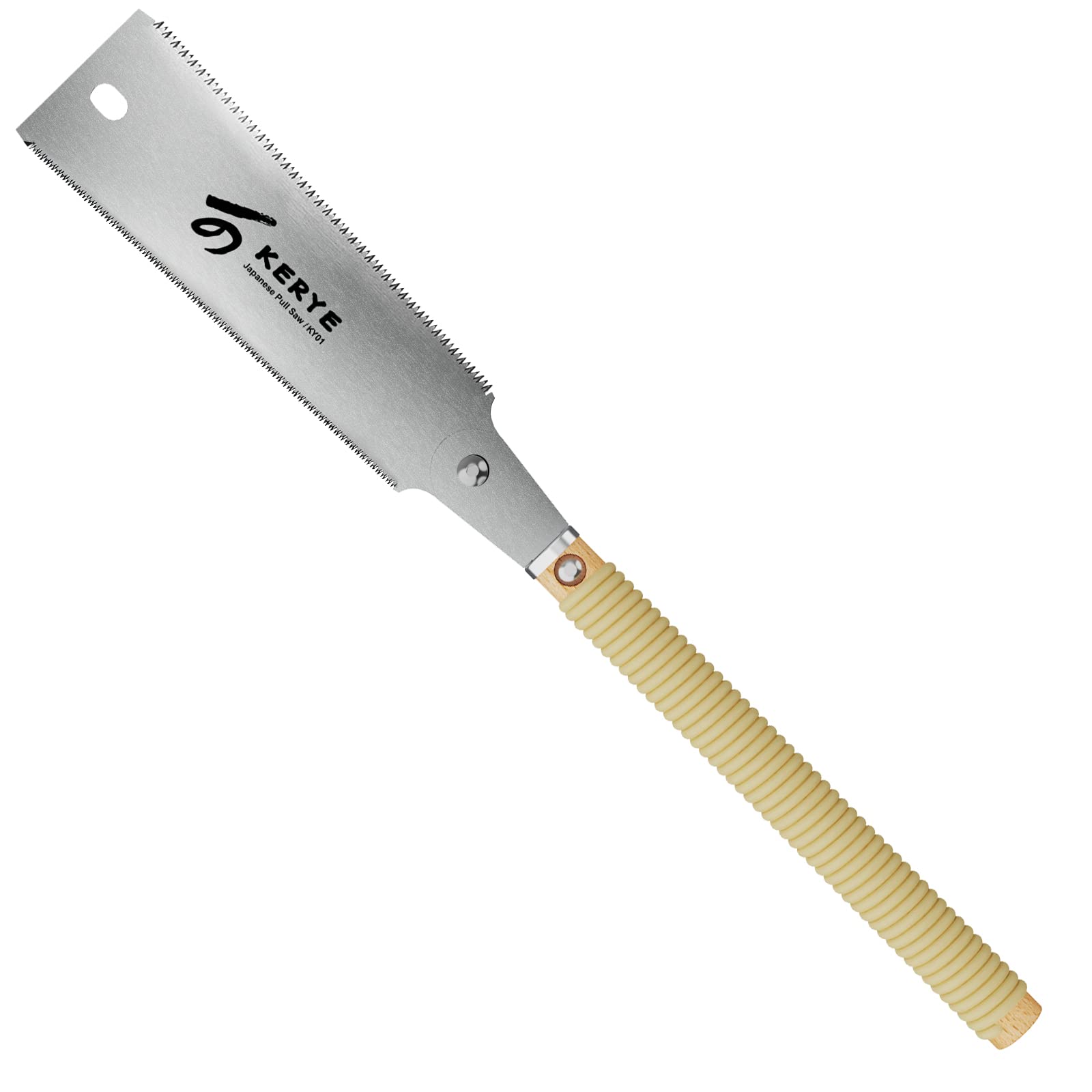 KERYE Japanese Pull Saw 9.5 inch, Hand Dovetail Saw with Double Edges of 10/17 TPI and Replaceable Blade, Ryoba Flush Cut Saw, Sharp and Light