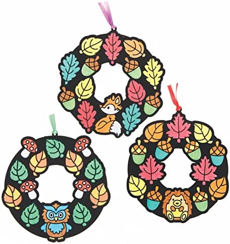 Baker Ross FE635 Autumn Colour In Wreaths - Pack of 10, Make Your Own Wreaths, Creative Activities for Kids, Ideal Childrens Arts and Crafts Project
