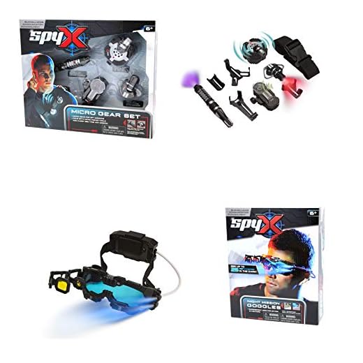 SpyX / Micro Gear Set + Night Mission Goggles - 4 Must-Have Spy Tools Attached to an Adjustable Belt + LED Light Beams Glasses! Jr Spy Fan Favorite & Perfect for Your Spy Gear Collection!