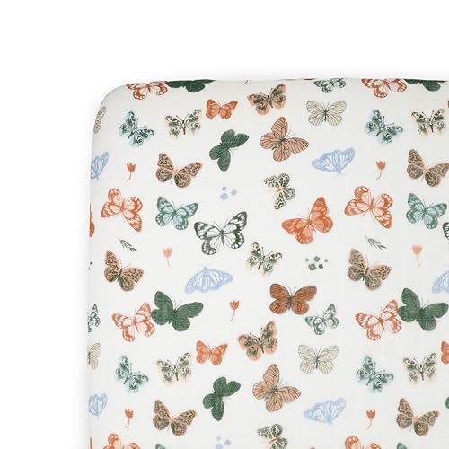 Image of Little Unicorn Premium Crib Sheet | Breathable & Super-Soft Muslin Fabric (Butterflies)