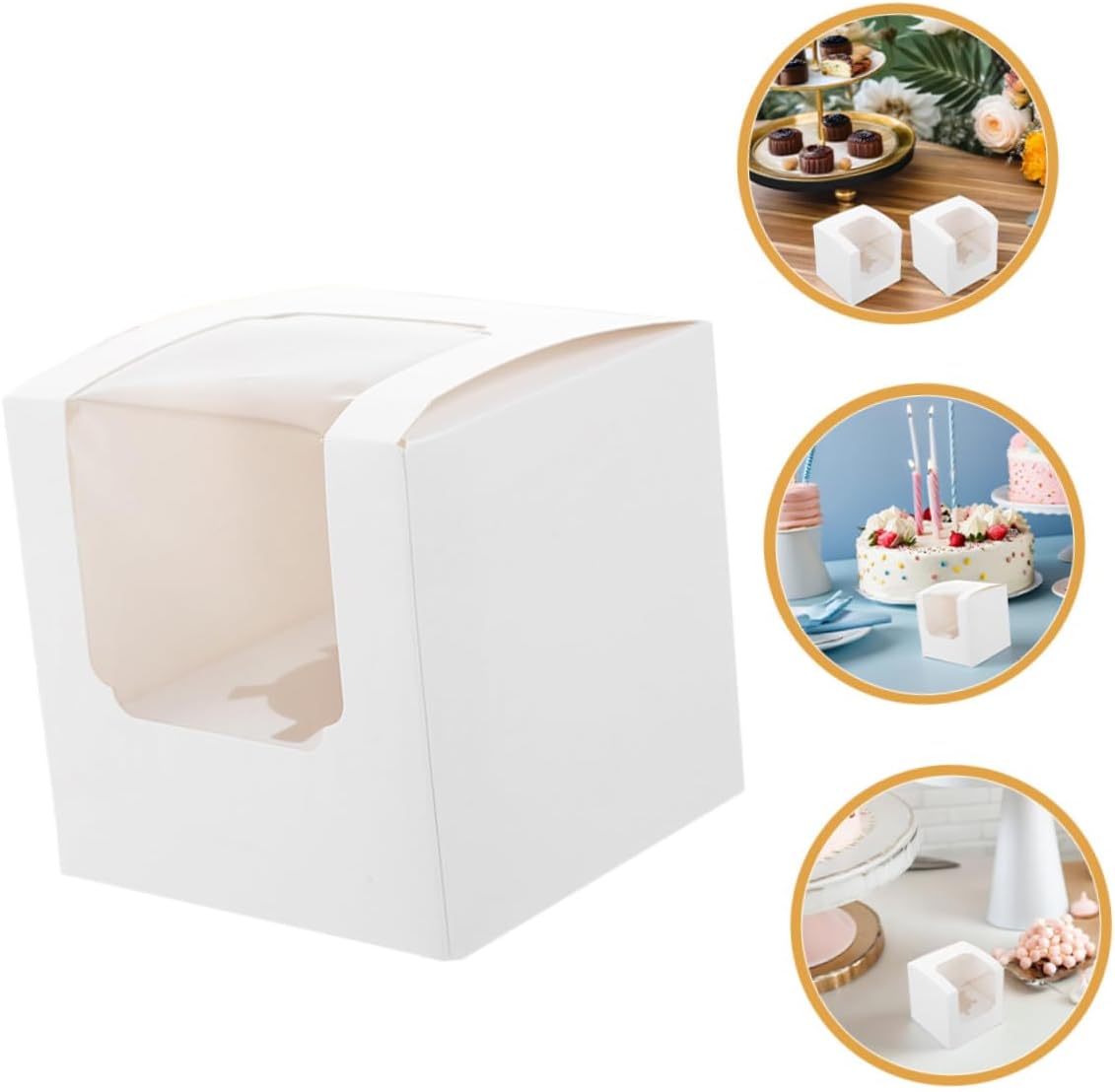 40pcs White Single Cupcake Boxes with Inserts and Window Lids, Individual Cake Containers for Muffins and Pastries, Portable Carrier for Weddings, Birthdays, and Showers