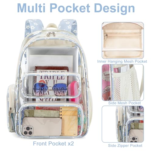 Image of BTOOP Clear Backpack Heavy Duty Transparent Backpack 17 inch See Through Bookbag for College Work Festival Security with Padded Strap Large Capacity