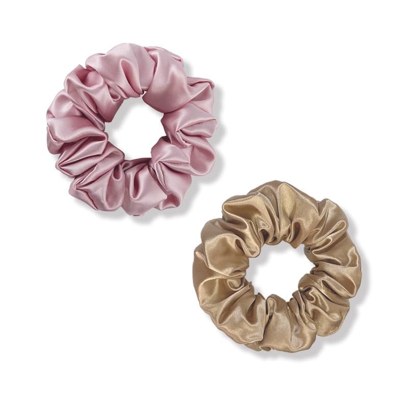 townssilk Seidenhaarschlaufe,100% reine Maulbeerseide, 22 Momme,haarschonend,luxuriös,federnd,Haargummis.2 Stück dustypink taupe