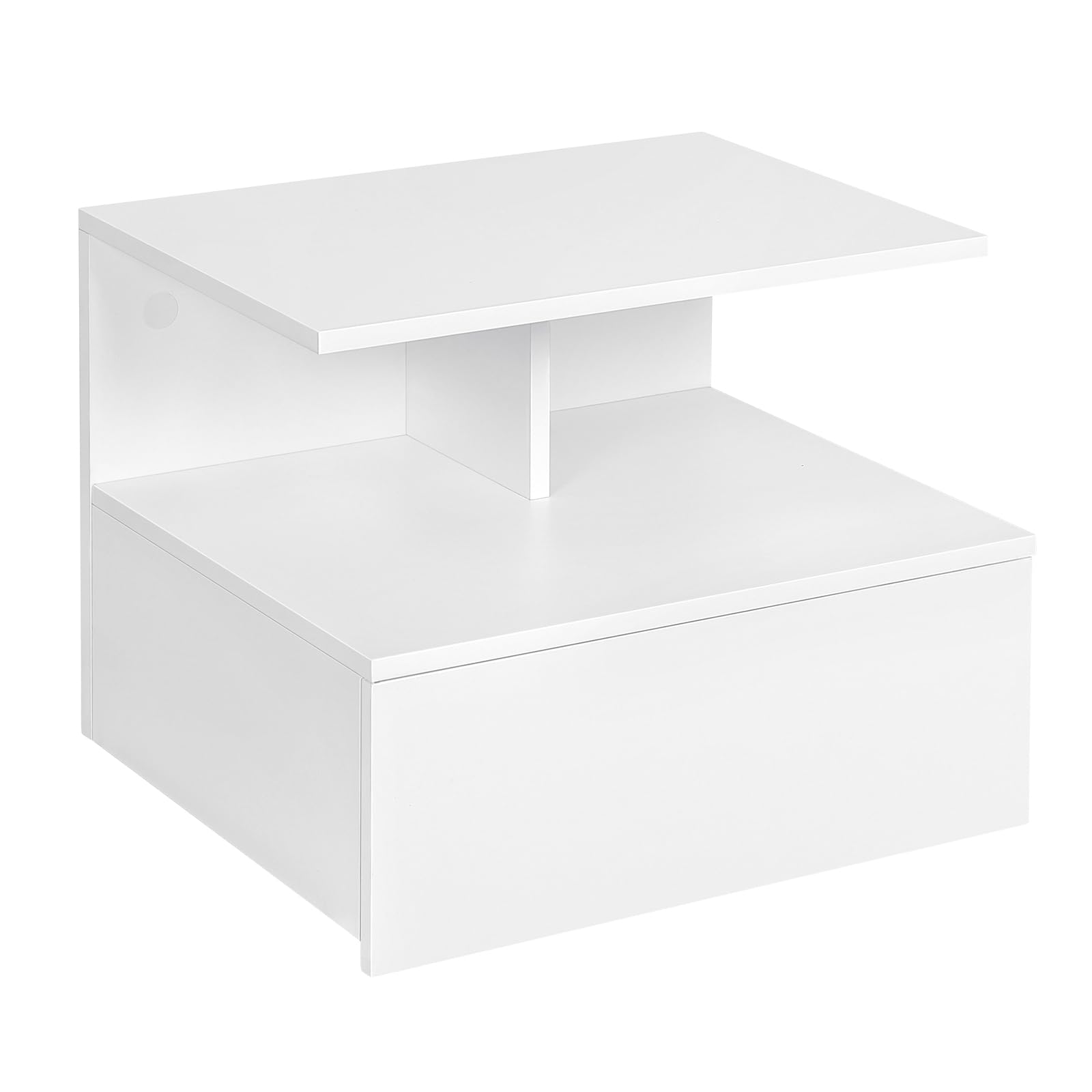 WOLTU 2er Set Nachttisch hängend, schwebender Nachtschrank mit Schublade, Wandregal Nachtkommode, offenem Fach, 40x31x35 cm, Nachtkonsole, Wandschrank, aus Holzwerkstoff, weiß, NTS03ws-2