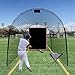 Gulfmore 6x8 Feet Baseball Softball Batting Cage Backstop for Pitching Training with Black Vinyl Strike Zone Backdrop for Hitting Practice