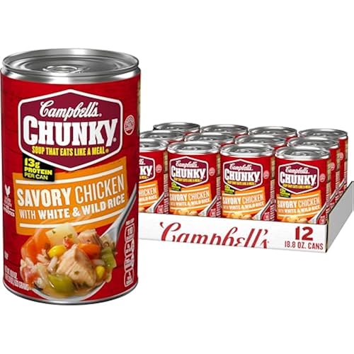 Campbell's Chunky Savory Chicken with White & Wild Rice Soup, 18.8 oz Can (Pack of 12)