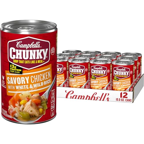 Image of Campbell's Chunky Soup, Savory Chicken with White and Wild Rice Soup, 18.8 Oz Can (Case of 12)