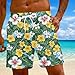 Boy Swim Trunks Size 6 Hawaiian Summer Elastic Waist Drawstring Cotton Shorts Men Sleep Fashion Quick Dry with Pockets Tropical Floral Print Swimsuit No Liner Dark Green 6XL