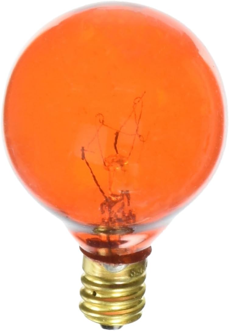 Satco S3836 10 Watt G12.5 Incandescent 120 Volt Candelabra Base Light Bulb, Transparent Amber