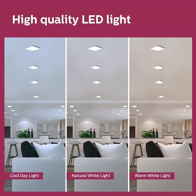 Image of Philips 18W Square FullGlow Surface LED Panel Light | Neutral White 4000K | Energy-Efficient Ceiling Light for Home, Office & Commercial Use