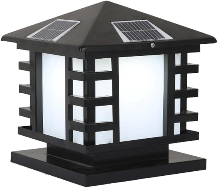 Solar Post Lights Stainless Steel Black Acrylic White Post Cap Light Fence Deck Garden Yard Patio Post Lantern Outdoor Decor Pillar Lights with Pier Mount Base