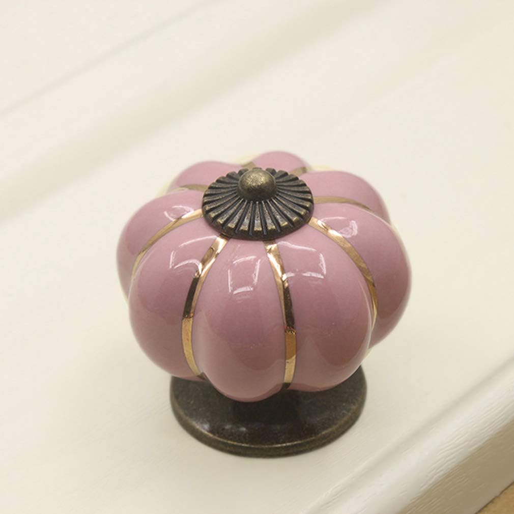Yusheng 12 Pack Vintage Ceramic Pumpkin Cabinet Knobs, Kitchen Cabinet Drawers Dresser Cupboard Pull Handles Door Pulls with 3 Kinds of Screws (12 Pack, Pink) image 3