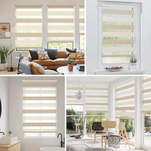 Sekey Doppelrollo Klemmfix ohne Bohren für Fenster, Zweifarbig Doppelrollo 100 cm breit, Duo Rollo Jalousie Sonnenschutz, 100x150cm… – Ansicht 7