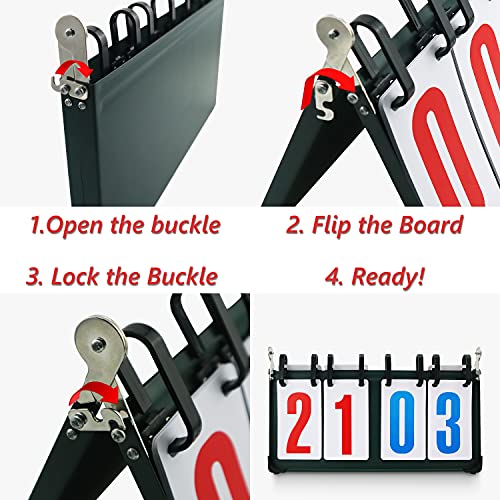 Zht 4-Digit Scoreboard Scores 1-99, Portable Tabletop Flip Scorekeeper Score Flipper For Volleyball Basketball Table Tennis Any Competitive Sport. #TOP3
