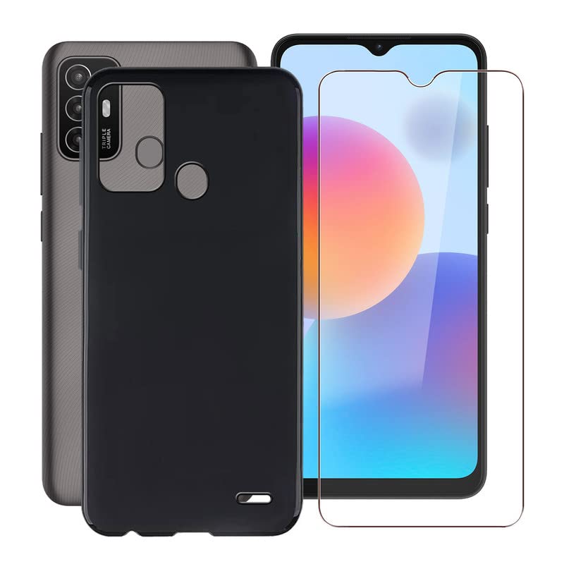 Cover per ZTE Blade A52 (6,52), KJYF Ultra Sottile Silicone Protezione Case Anti-Graffio Antiurto Morbido TPU Bumper Custodia per ZTE Blade A52 - Nero & Trasparente