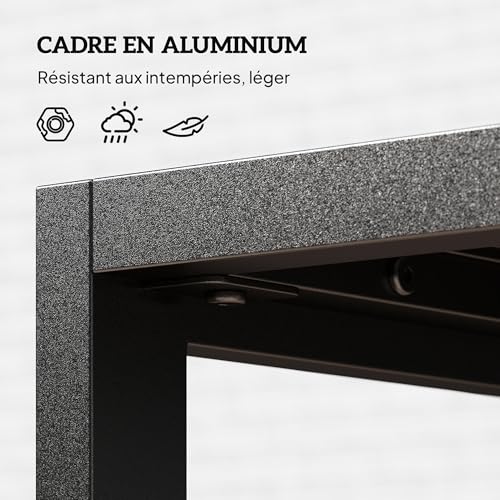 Table basse extérieure aluminium Outsunny table de jardin noire de balcon 90x50cm